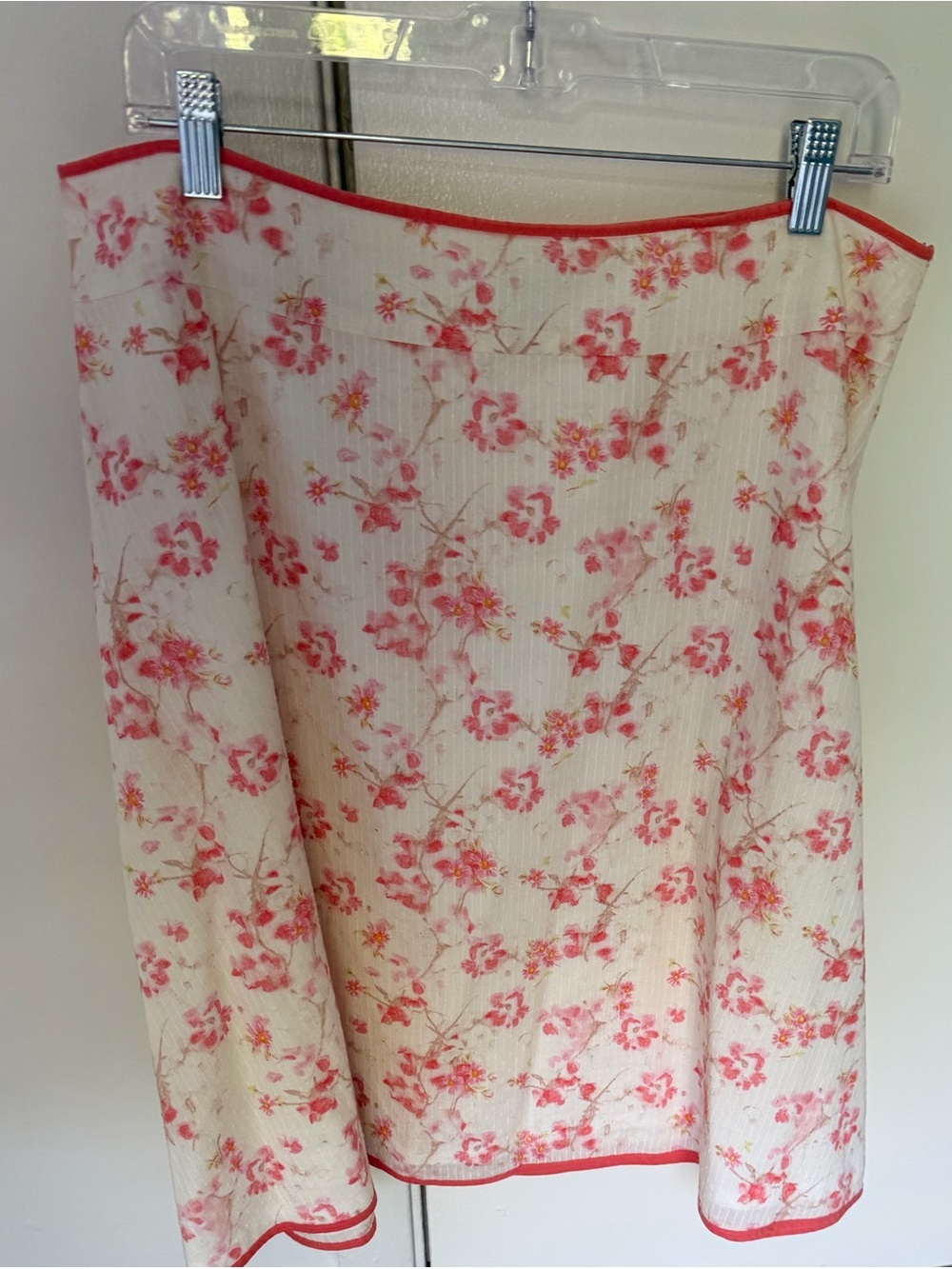 Ann Taylor Loft-Floral Peach and Cream A-Line Women's Skirt